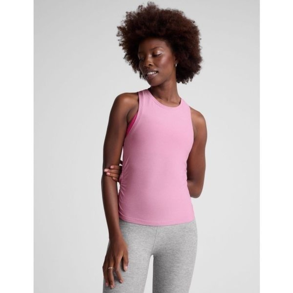 Beyond Yoga Featherweight Your Fit Shirred Tank Pink Haze Heather Size Large